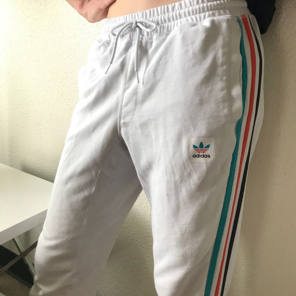 rainbow striped adidas trackpants